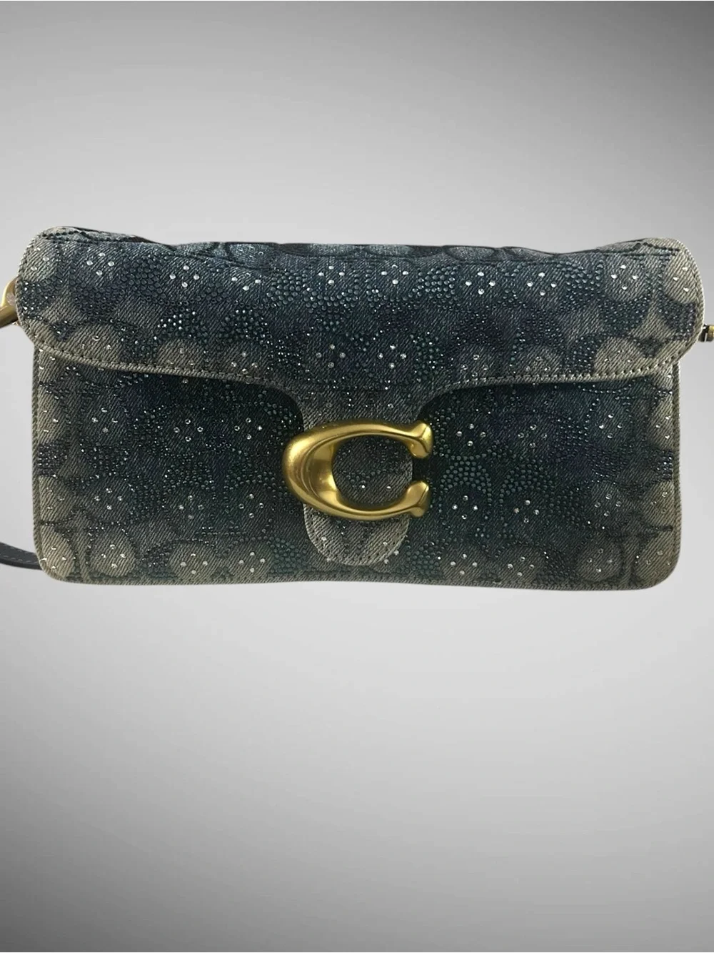 Coach Tabby 26 Crystal Denim Signature Shoulder Crossbody Bag Blue CEN85